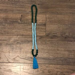 Green and Light Blue Beaded Handmade Necklace